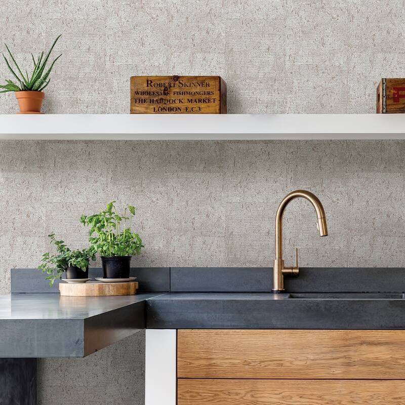 A-Street Prints Millau Light Grey Faux Concrete Wallpaper