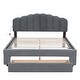 preview thumbnail 3 of 9, Queen Size Upholstered Platform Bed with Storage Drawer, LED Lights, and USB Ports