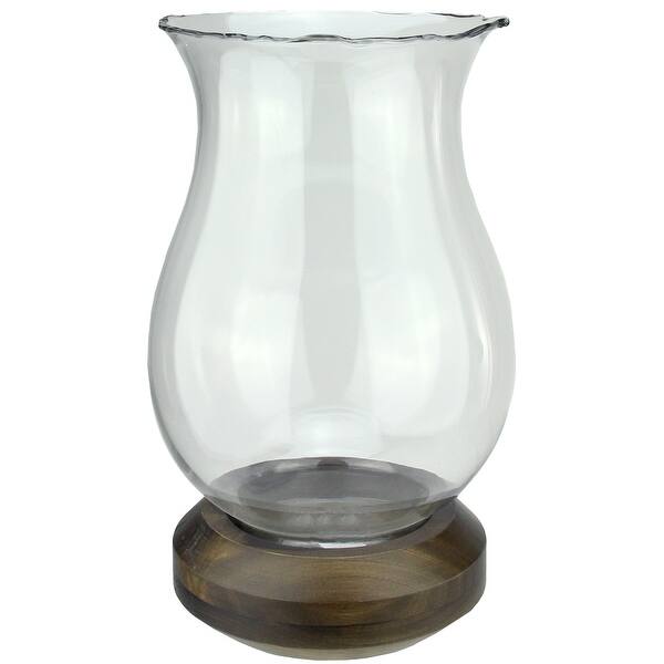 Shop 17 Wavy Edged Clear Glass Hurricane Pillar Candle Holder