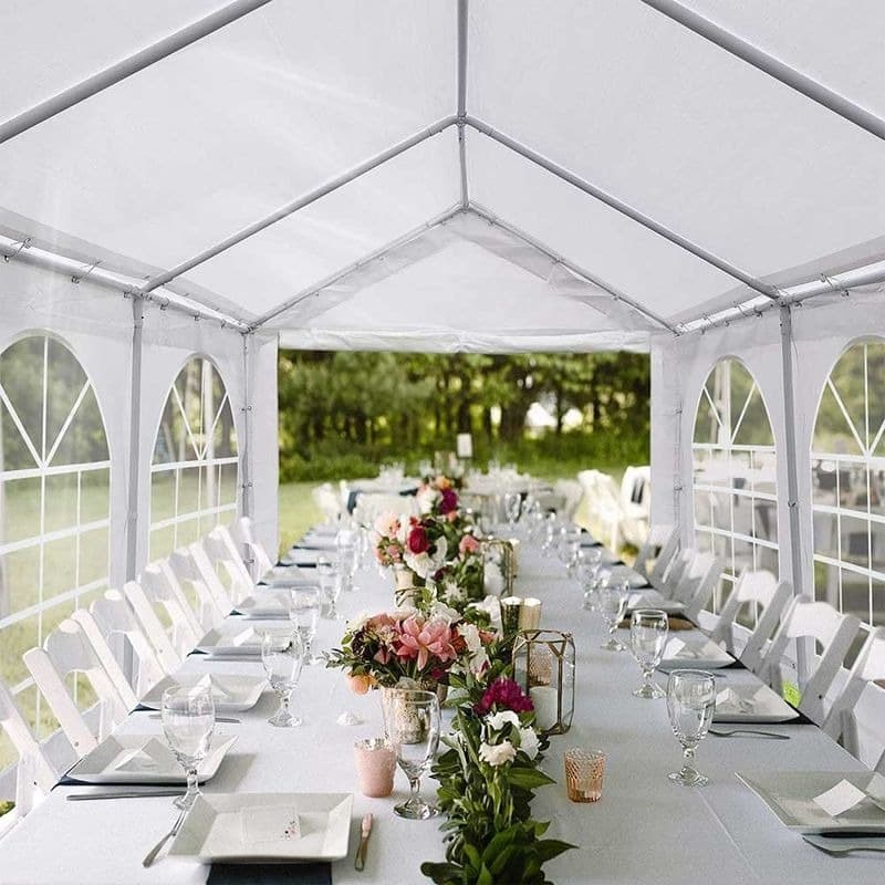 13 x 26 FT Wedding Party Tent with 8 Removable Walls Outdoor PE/Iron Heavy Duty Gazebo Canopy Tent