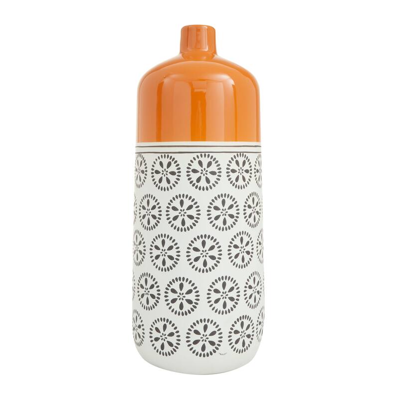 White Ceramic Floral Vase with Orange Tops