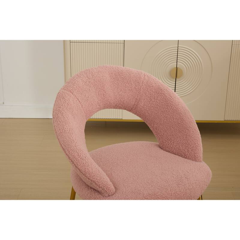 Teddy Fabric Dining Accent Chairs with Curved Backrest and Gold Metal Legs - 250lb Capacity