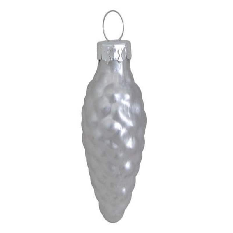 Shiny Finish Glass Christmas Pinecone Ornaments 1.75" 45mm Silver 56Ct