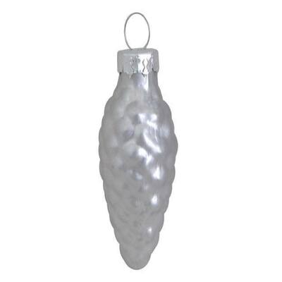 Shiny Finish Glass Christmas Pinecone Ornaments 1.75" 45mm Silver 56Ct