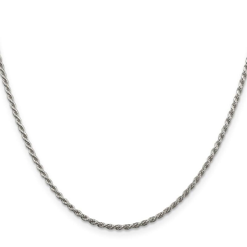 Curata 925 Sterling Silver Unisex 1.75mm Diamond Cut Rope Chain Necklace