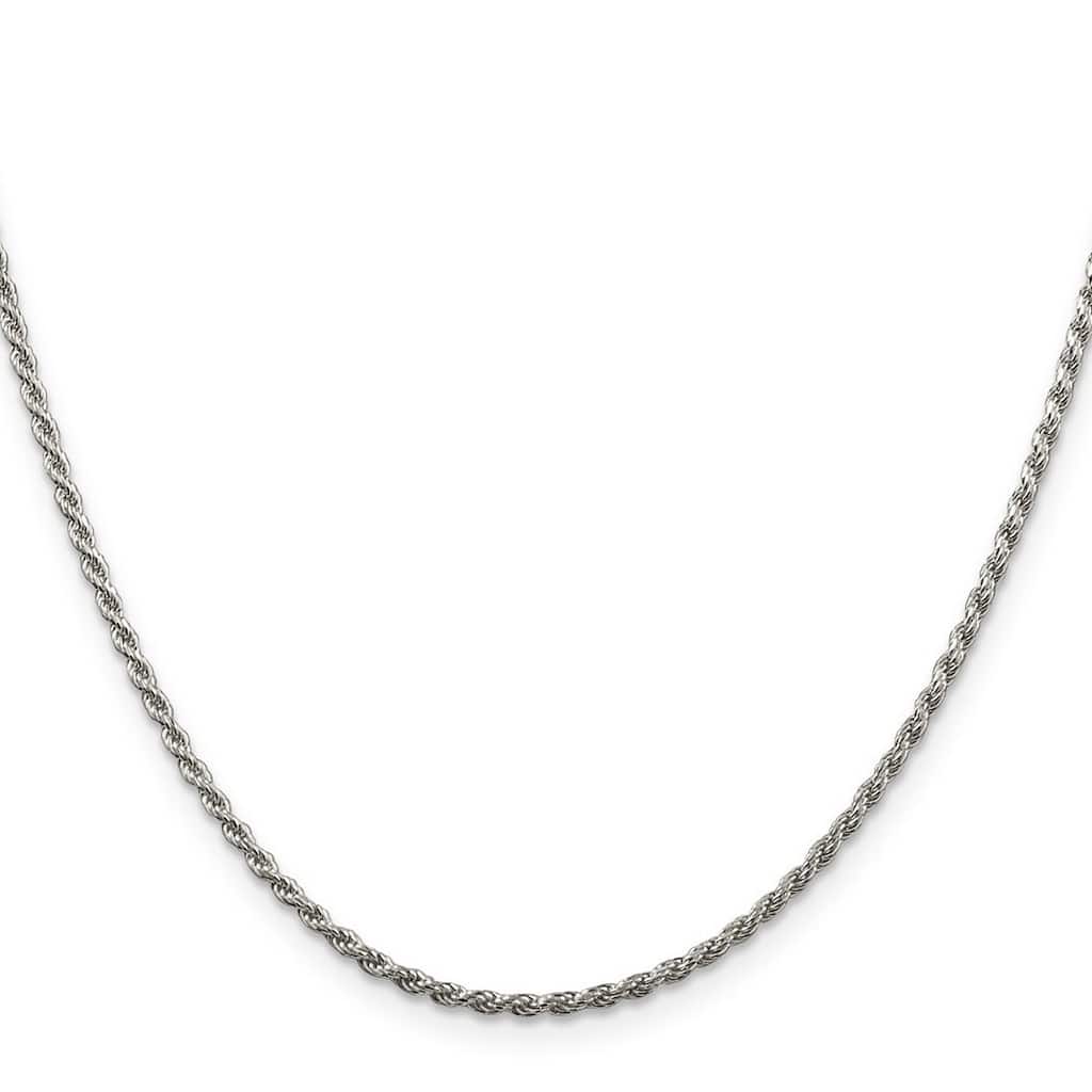 Curata 925 Sterling Silver Unisex 1.75mm Diamond Cut Rope Chain Necklace