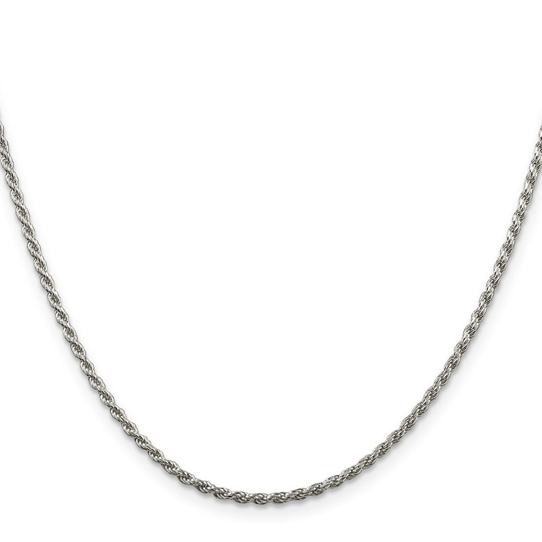 Curata 925 Sterling Silver Unisex 1.75mm Diamond Cut Rope Chain Necklace