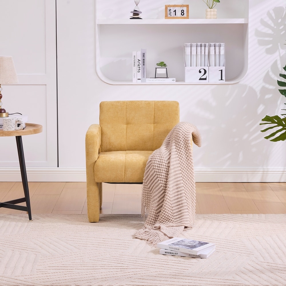 Modern Minimalist Casual Single Armchair Living Room, Bedroom, Office Area Upholstered Chair Comfortable Padded Armchair