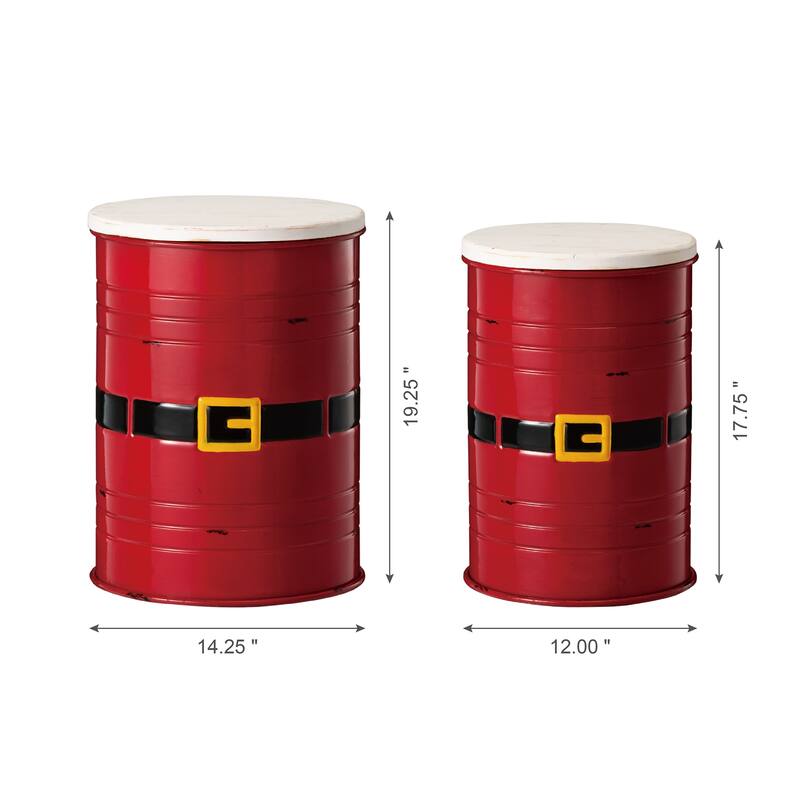 Glitzhome Set of 2 19" H Farmhouse End Table Storage Ottoman