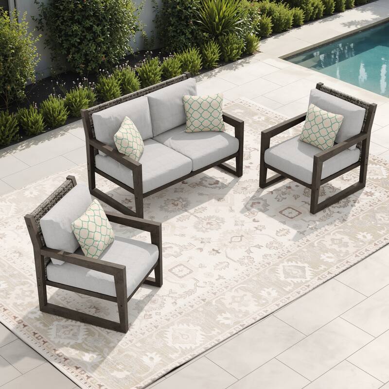 Corvus Augusta 3-piece Outdoor Conversation Set with Sunbrella Pillows