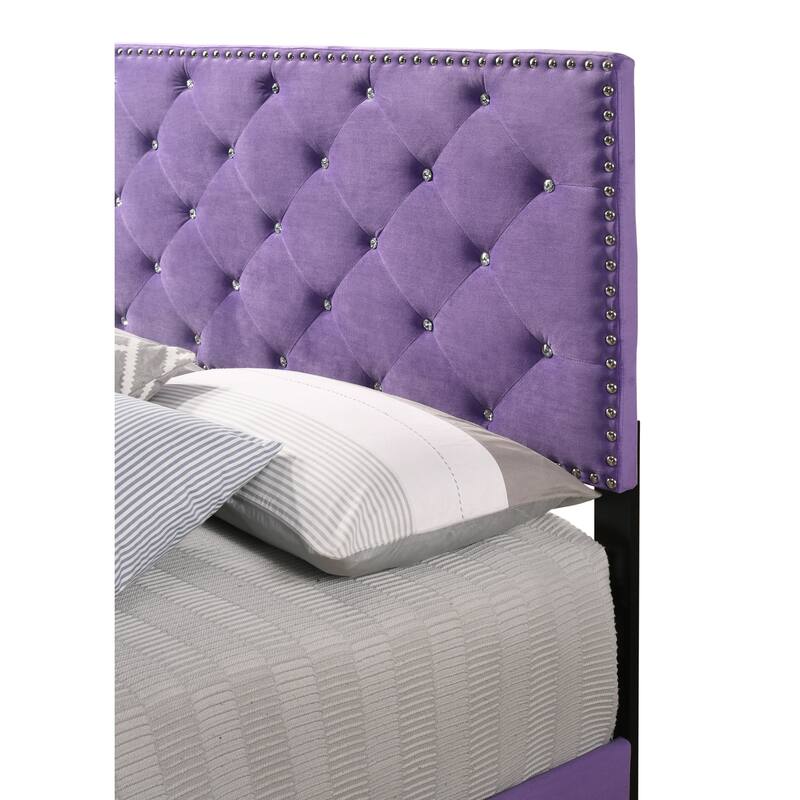 Purple Queen Bed with Vibrant Finish, Spacious Frame and Sturdy Construction for Stylish Modern Bedroom Comfort