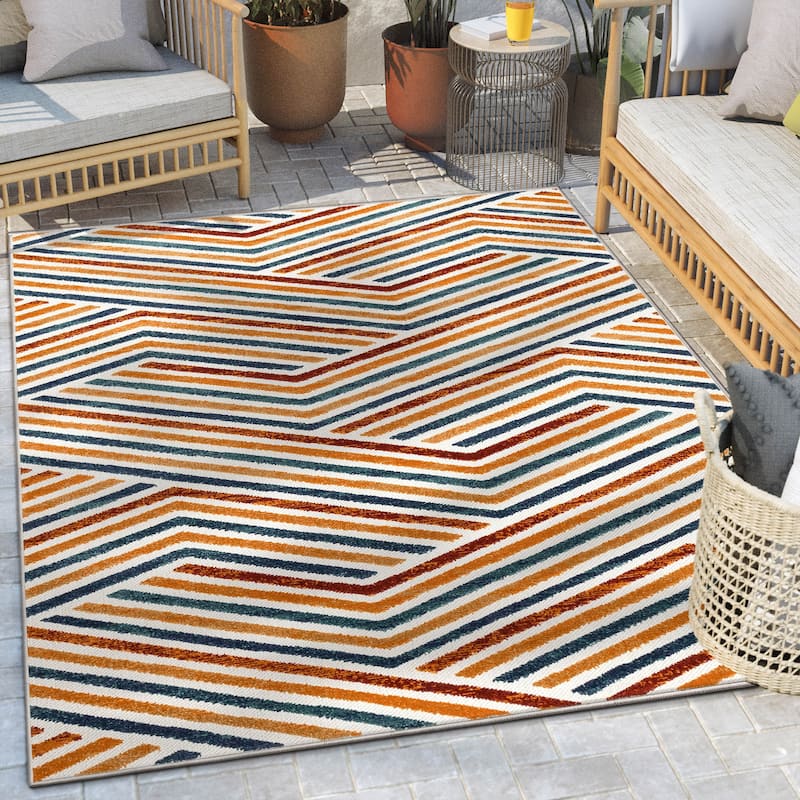 Well Woven Dorado Neema Modern Indoor Outdoor Geometric Area Rug - 3'11" x 5'3" - Terracotta
