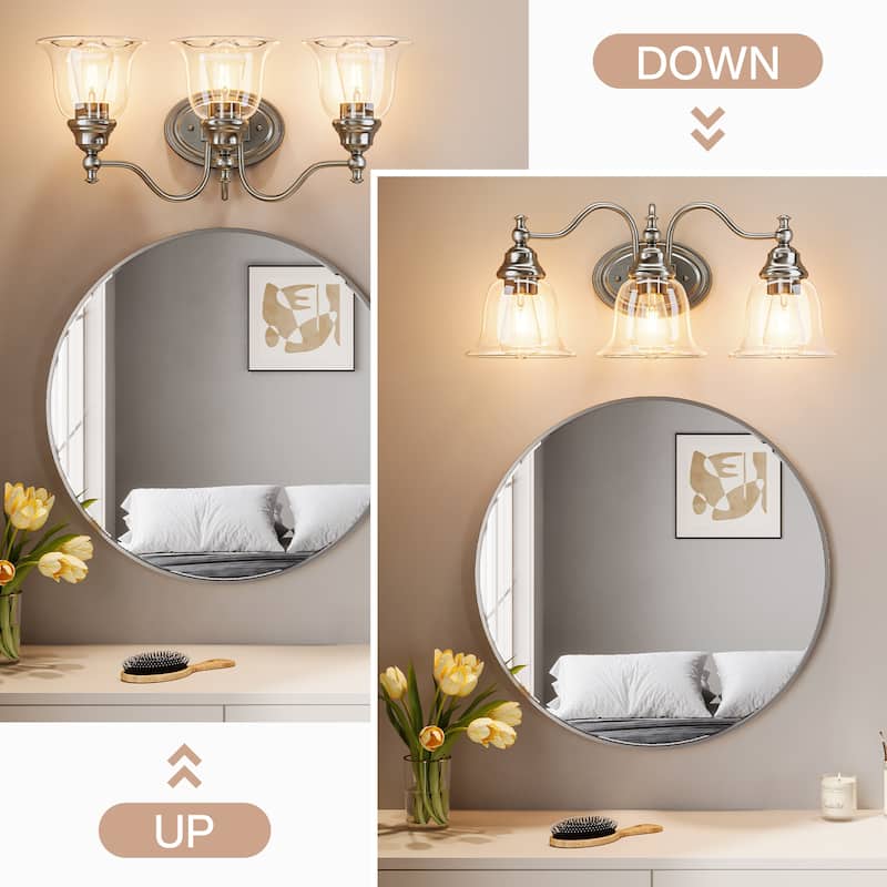 Modern 3-Light Bathroom Vanity Light with Clear Glass Shade