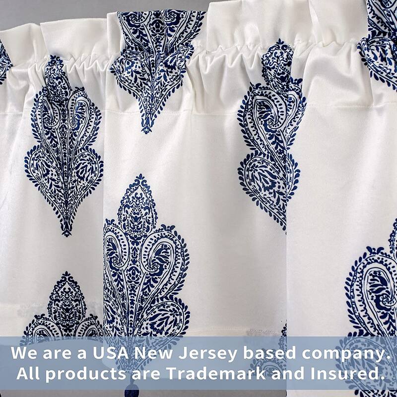 DriftAway Sadie Paisley Medallion Pattern Boho Velvet Window Curtain Valance with Handmade Tassels