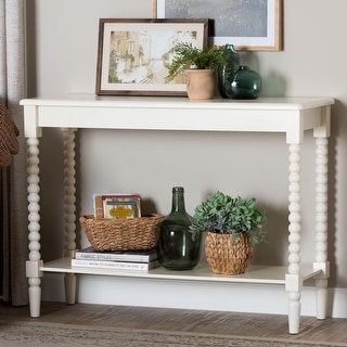 Bayard Console Table with Bobbin Legs - Spindle Leg Accent Table with Shelf, Cottage Farmhouse Entryway or Living Room Furniture