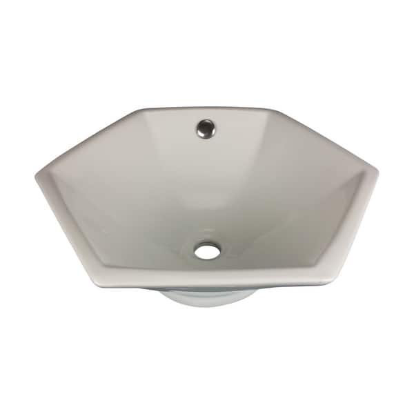 White Vitreous China Small Bathroom Hexagon Vessel Sink Top Small Bathroom Hexagon Vessel Sink