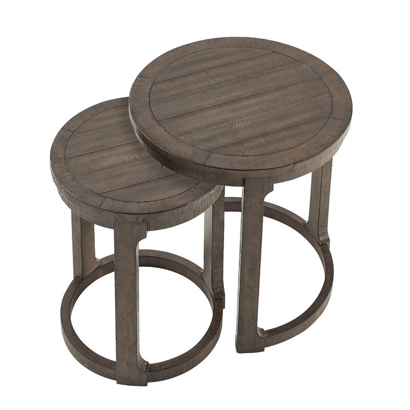 Set of 2 Coffee Table Side Table for Living Room, Dark Brown Sofa Table Nesting Table End Table Nightstand