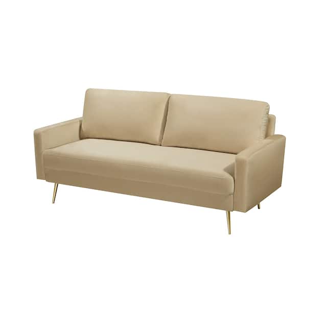 Morden Loveseat Square Arms Upholstered Fabric Sofa with Pillows