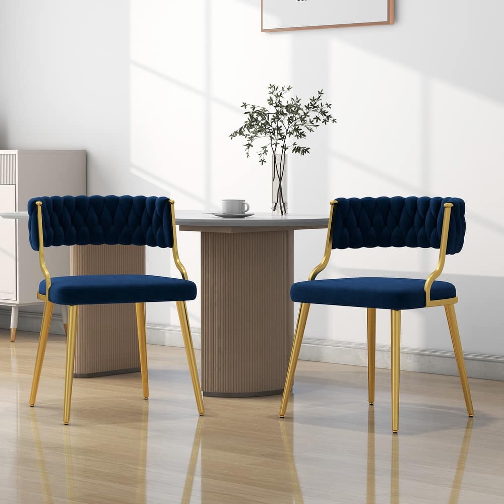 Set of 4 Tufted Velvet Dining Chair with Metal Legs
