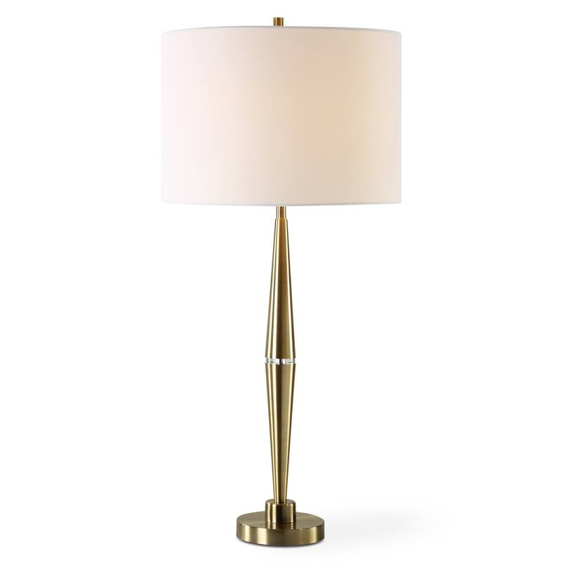 Copper Grove Antique Brass Table Lamp with Crystal Accent and Linen Shade - 15 x in x 15 x in 32.5