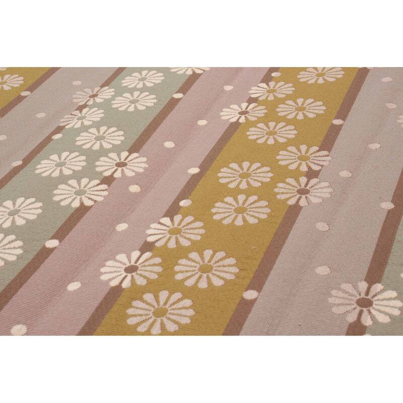 ECARPETGALLERY Machine Woven Lotus Mod Cotton Rug - 4'4 x 6'8