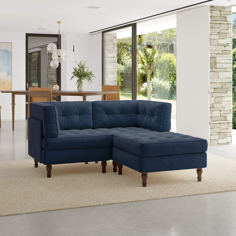 Oversized Sofa Corduroy Tufted Modular Sectional Set