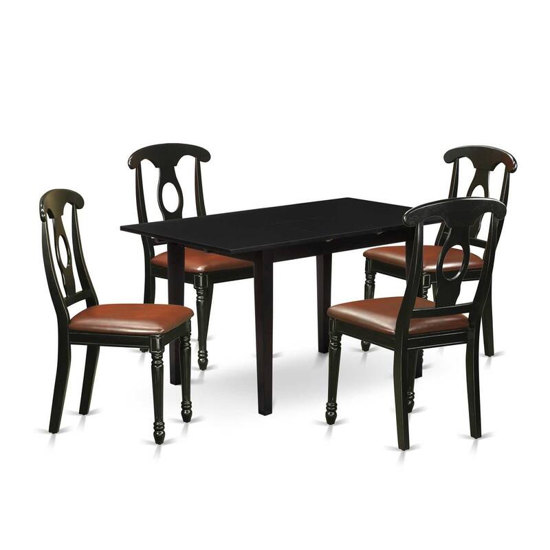 5-Piece Black Finish Solid Wood Top - Dining Room Set - Seats-4