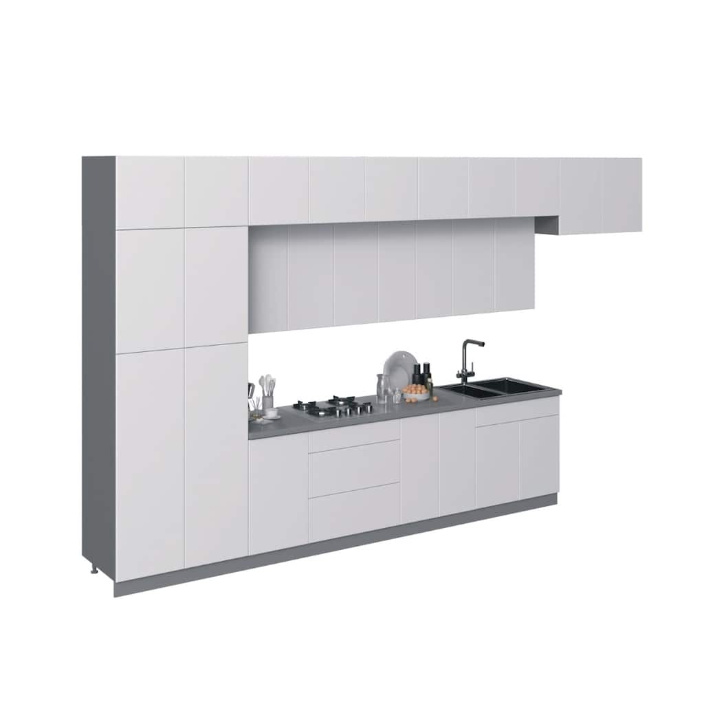 Kitchen Serene Collection White Gloss Color Base Size 15Ft Wide - 180x107