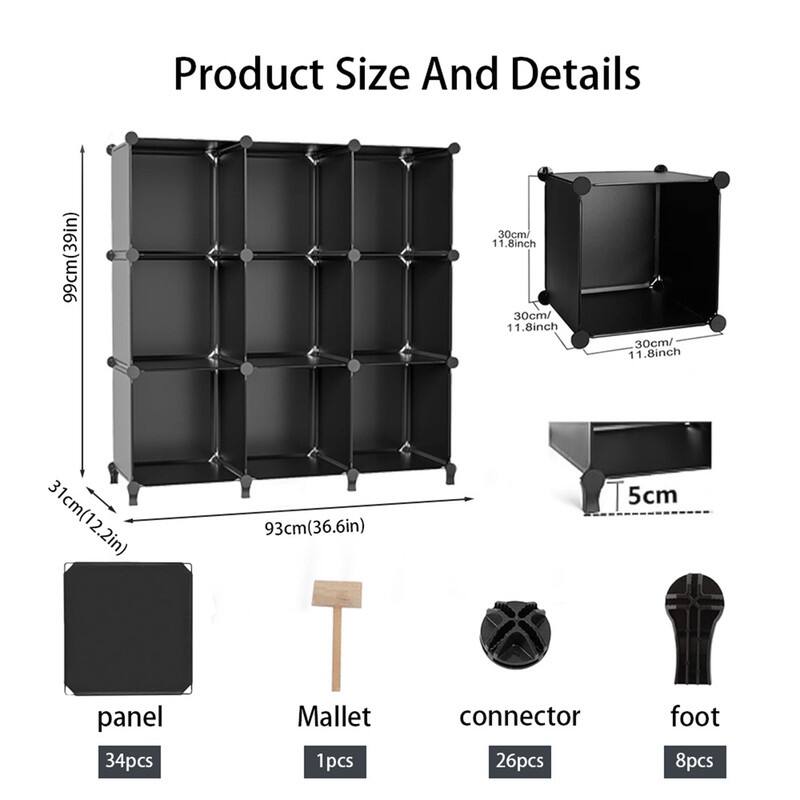 9 Cube Stackable Shoe Rack Organizer DIY Plastic Shoe Storage Cabinet for Closet & Entryway - N/A