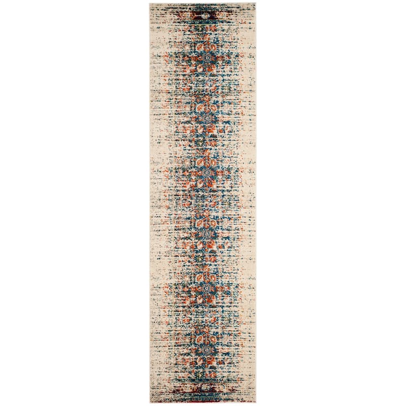SAFAVIEH Monaco Stojana Boho Rug - 2'2" x 14' Runner - Ivory/Blue