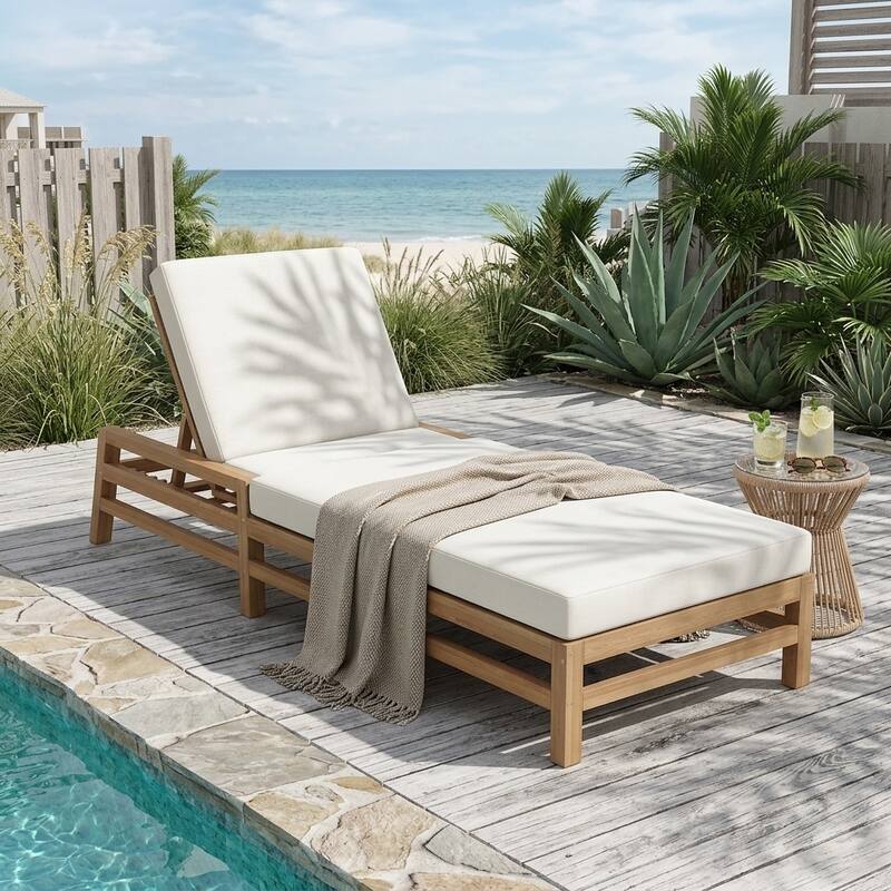5-Position Adjustable Outdoor Chaise Lounge with Plush Cushions by Leisure Zone