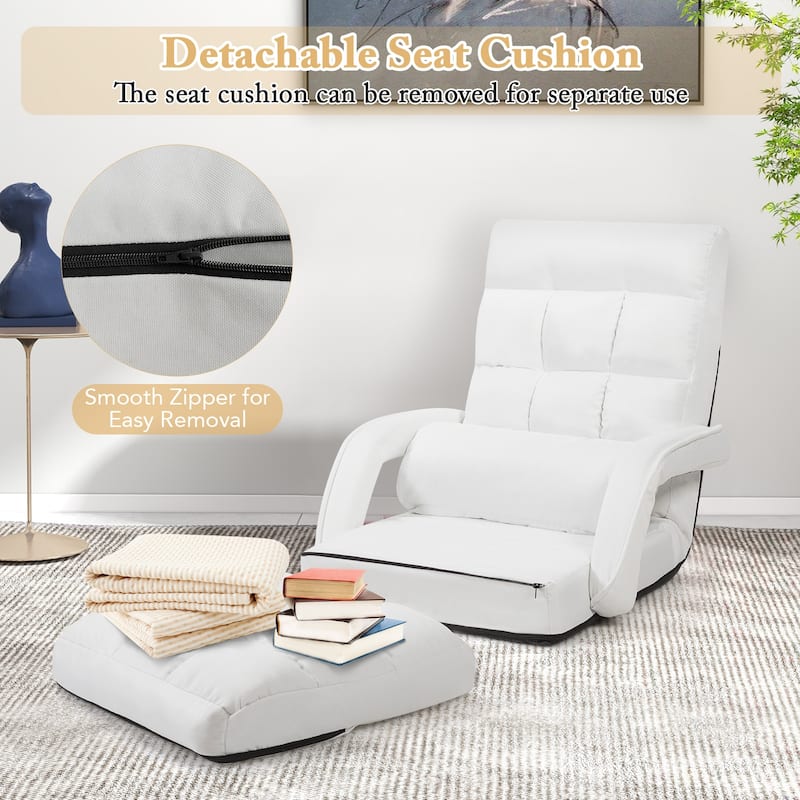 Gymax Folding Floor Chair Indoor Lazy Sofa Armchair w/ 6-Position
