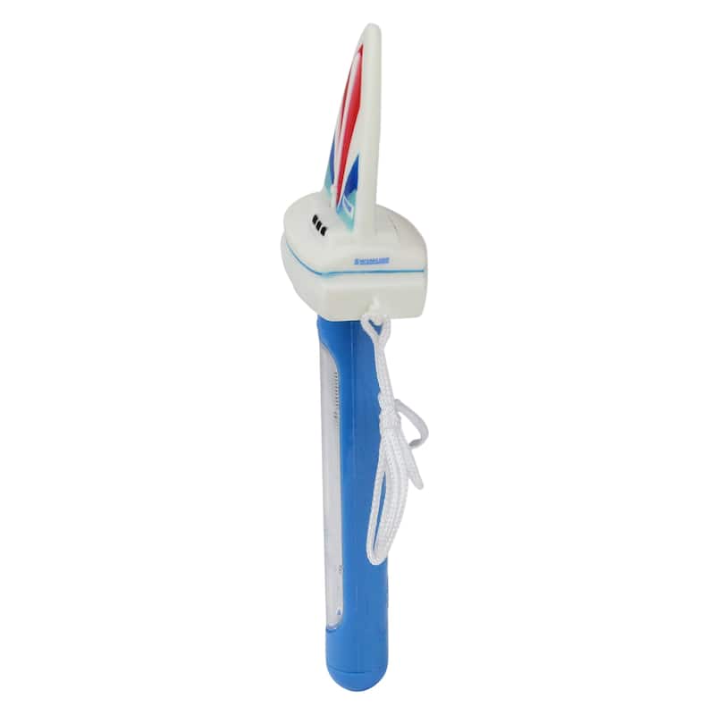 Blue and White HydroTools Sail Boat Thermometer for Swimming Pools or Spas 9.5"