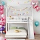 preview thumbnail 1 of 25, Modern Twin Over Full House Roof Design Bunk Bed With Slide And Built-in Ladder,Full-Length Guardrail
