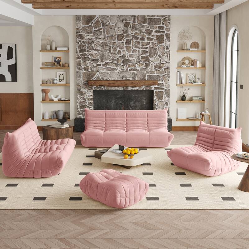 Fireside Chair Single Sofa Teddy Fabric Bean Bag Chair