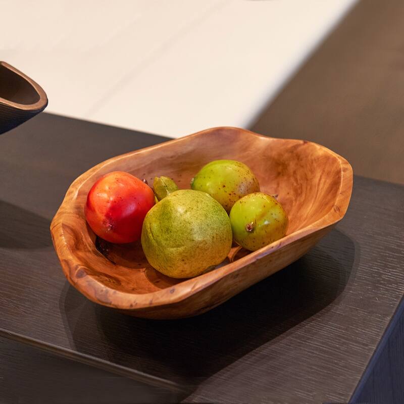 Greenage Cedar Fruit Bowl, Wooden Storage Natural Crafts Serving Bowls