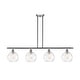 preview thumbnail 10 of 21, Innovations Lighting Ballston Athens Water Glass - 4 Light 48" Island Light Clear Water Glass/Brushed Satin Nickel