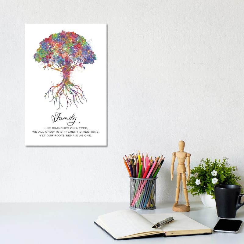 iCanvas "Trees Family Quote" by Genefy Art Canvas Print - 12x8x0.75