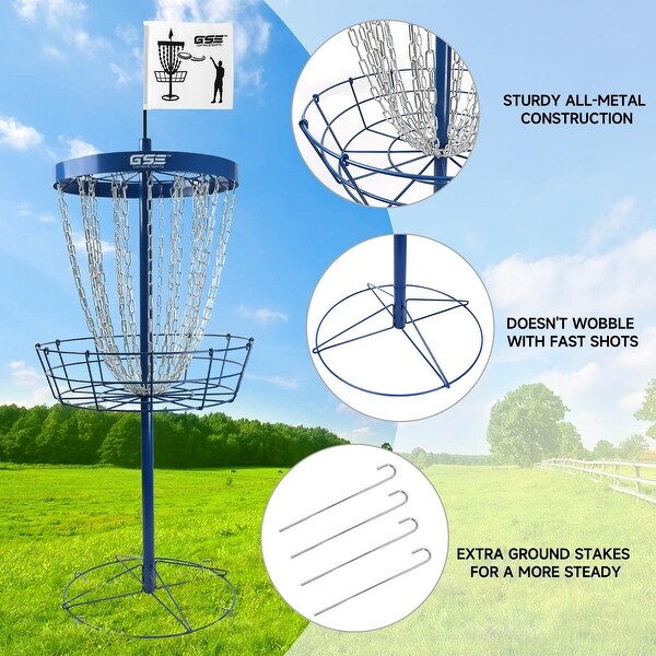 GSE™ Deluxe Portable 24-Chain Disc Golf Targets Basket, PRO