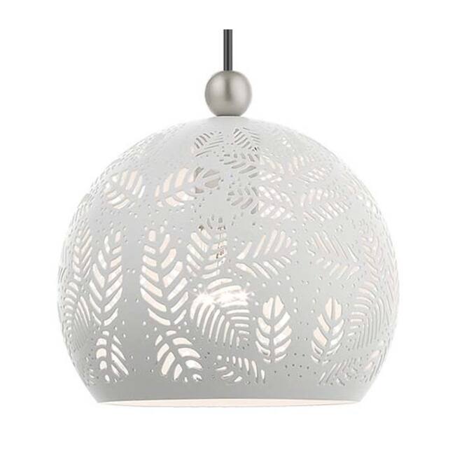 Livex Lighting Chantily Single Light 8" Wide Mini Pendant - White with Brushed Nickel Accents