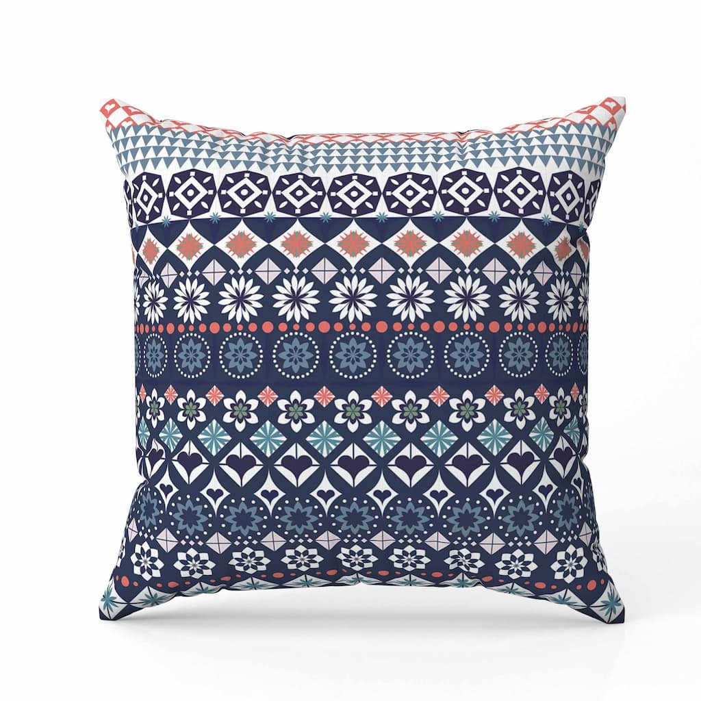 Shape Synergy Indoor/Outdoor Reversible Throw Pillow Blue and Cyan