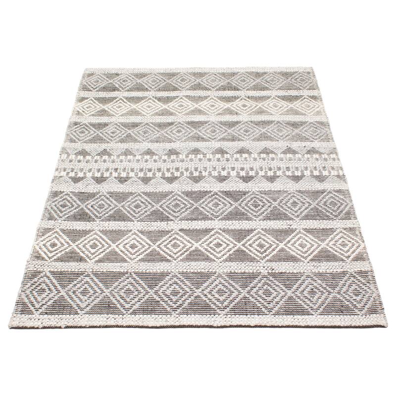 ECARPETGALLERY Braid weave Sienna Grey Wool Rug - 5'2 x 7'8