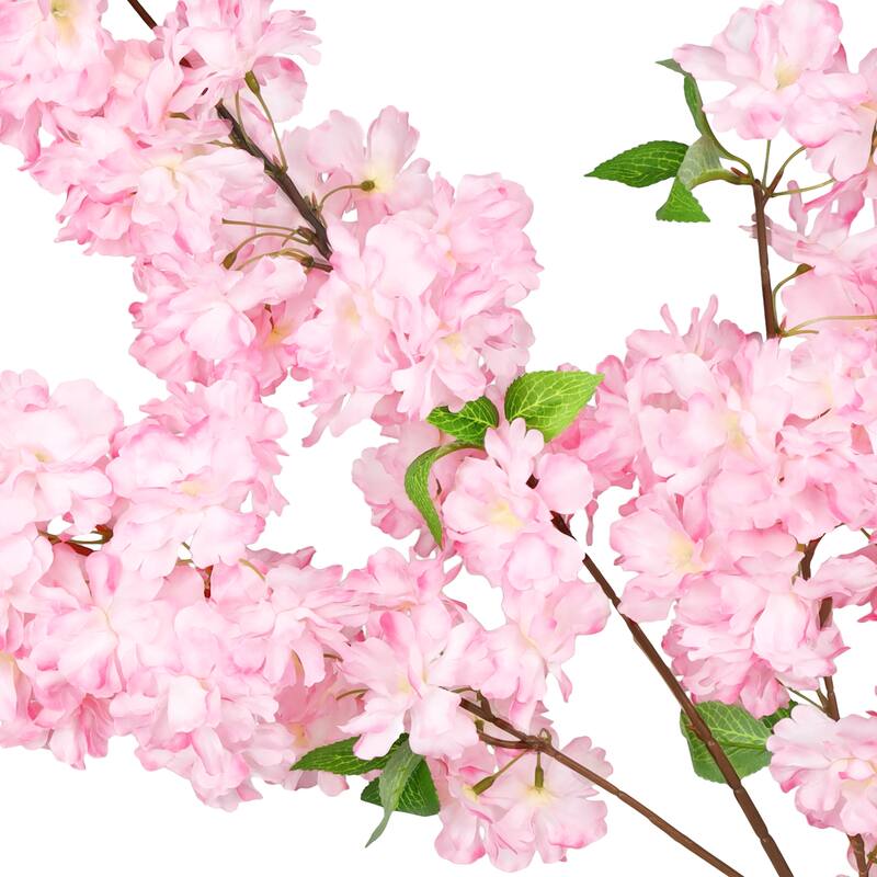 Set of 3 Pink Artificial Triple Bloom Cherry Blossom Flower Stem Spray 41in - 41" L x 12" W x 5" DP
