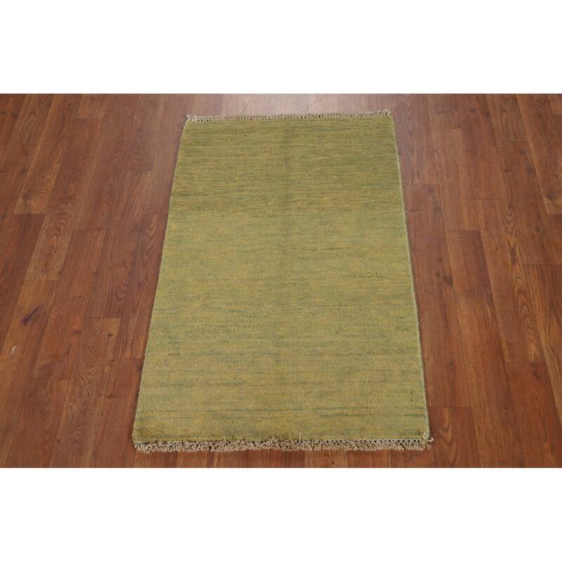 Yellow & Green Gabbeh Oriental Foyer Rug Handmade Wool Carpet - 1'11"x 3'0"