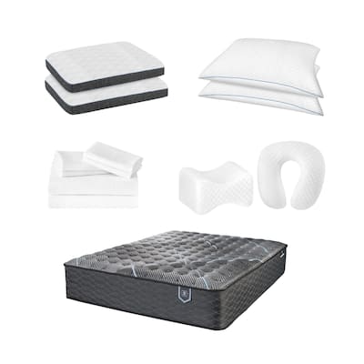 Restonic ComfortCare Hybrid Restful Nights Firm, Queen + 12-Piece Premium Comfort Bedding Pack, Queen Size