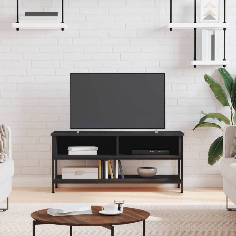vidaXL TV Cabinet Black Engineered wood, Iron 39.4 x 13.8 x 17.7 in - 13.8 x 39.4 x 17.7 in