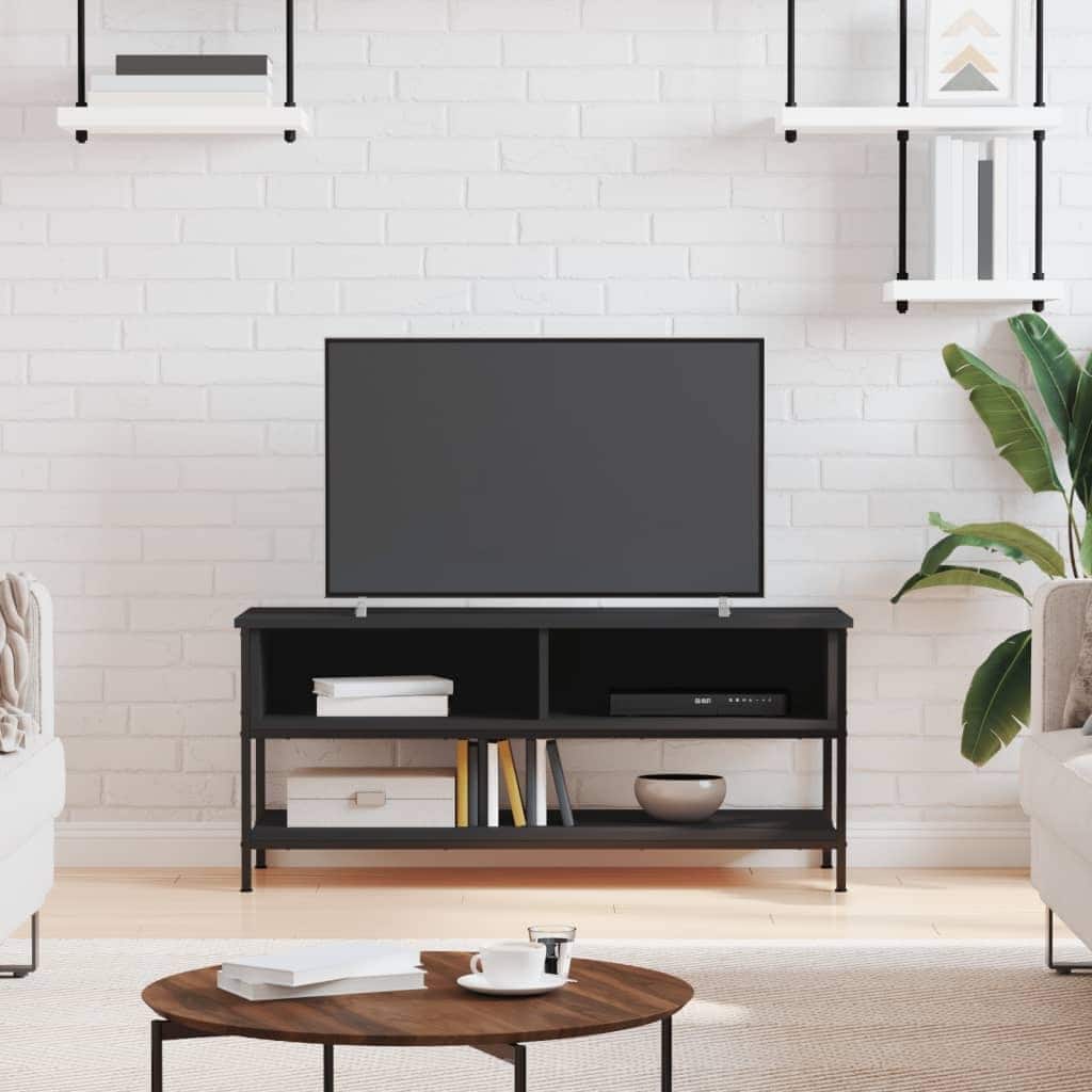 vidaXL TV Cabinet Black Engineered wood, Iron 39.4 x 13.8 x 17.7 in - 13.8 x 39.4 x 17.7 in