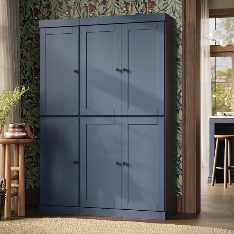 Palace Imports 100% Solid Wood Pantry Cabinet, Shaker Doors, 2 Drawers, Adjustable Shelves, 48.5" Wide, 71.5" Tall