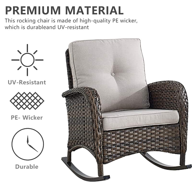 High Back Rocking Chair Outdoor with Cushion