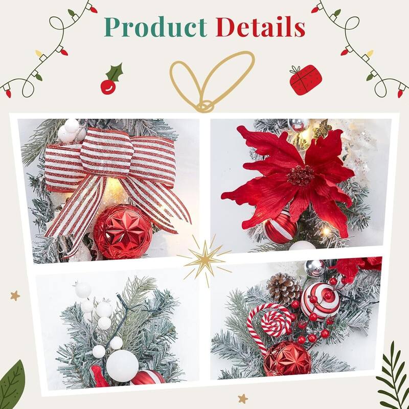 6FT Battery Powered Christmas Xmas Garlands Pre Lit Lights with Timer - N/A